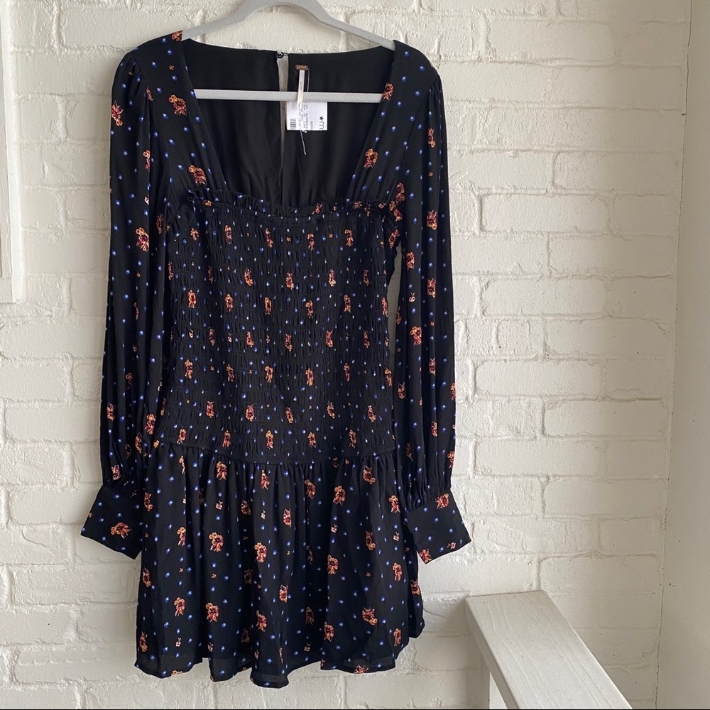 NWT Free People Long Boho Bell Sleeve Mini Dress